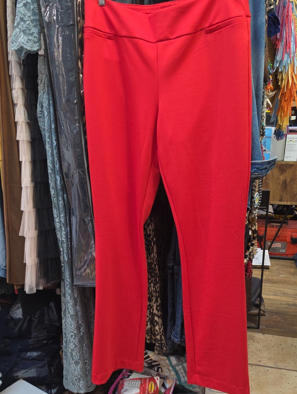 NY&CO Women's Red Pull-On Stretch Pants TALL